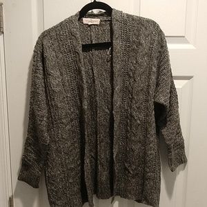 Heather grey cable cardigan, M
